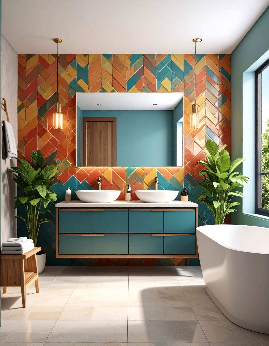 Tile Effect Wallpaper as Fuss Free Alternative - 20 Bathroom Wallpaper Ideas