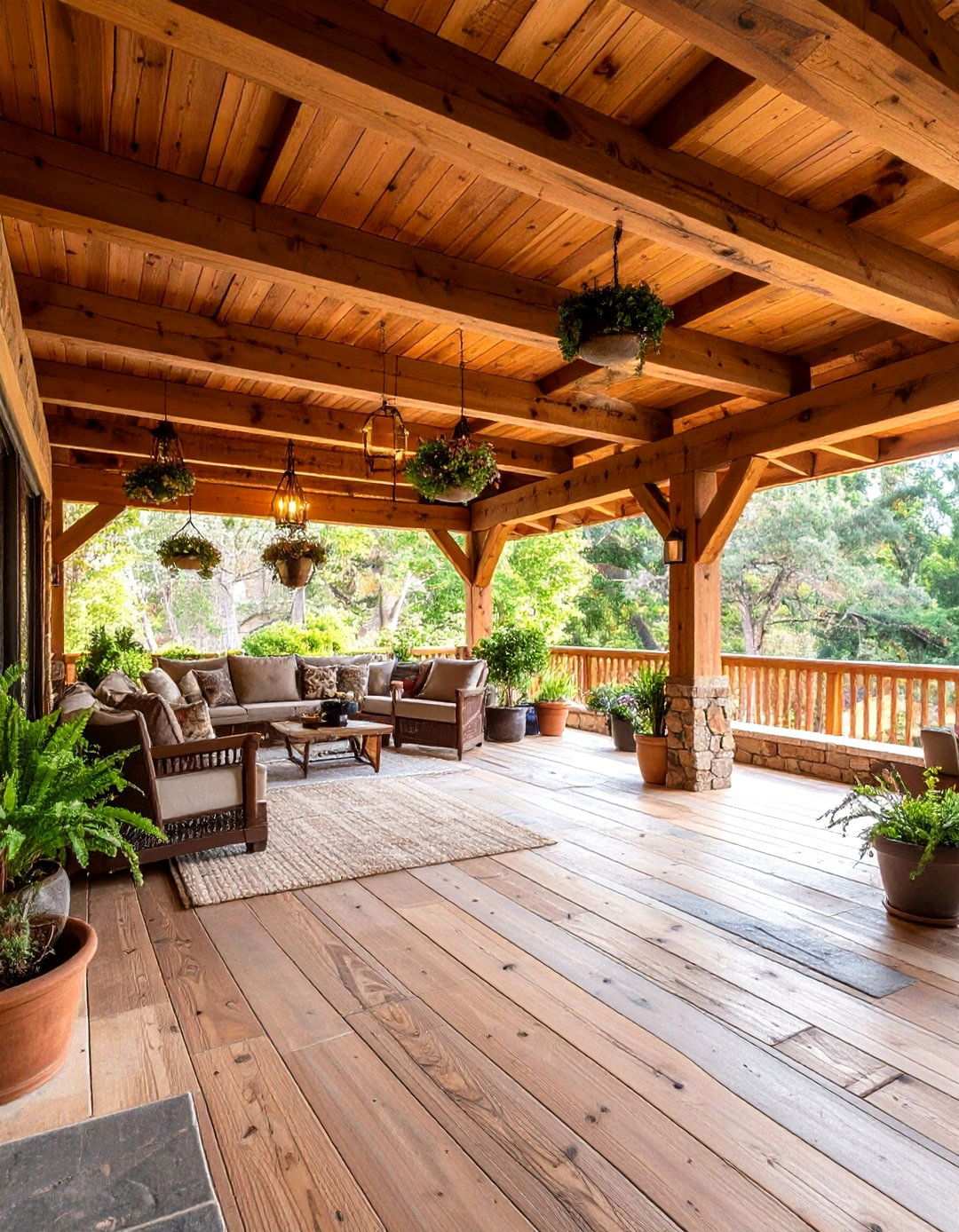 Timber Frame Attached Covered Patio with Rustic Appeal - 20 Attached Covered Patio Ideas