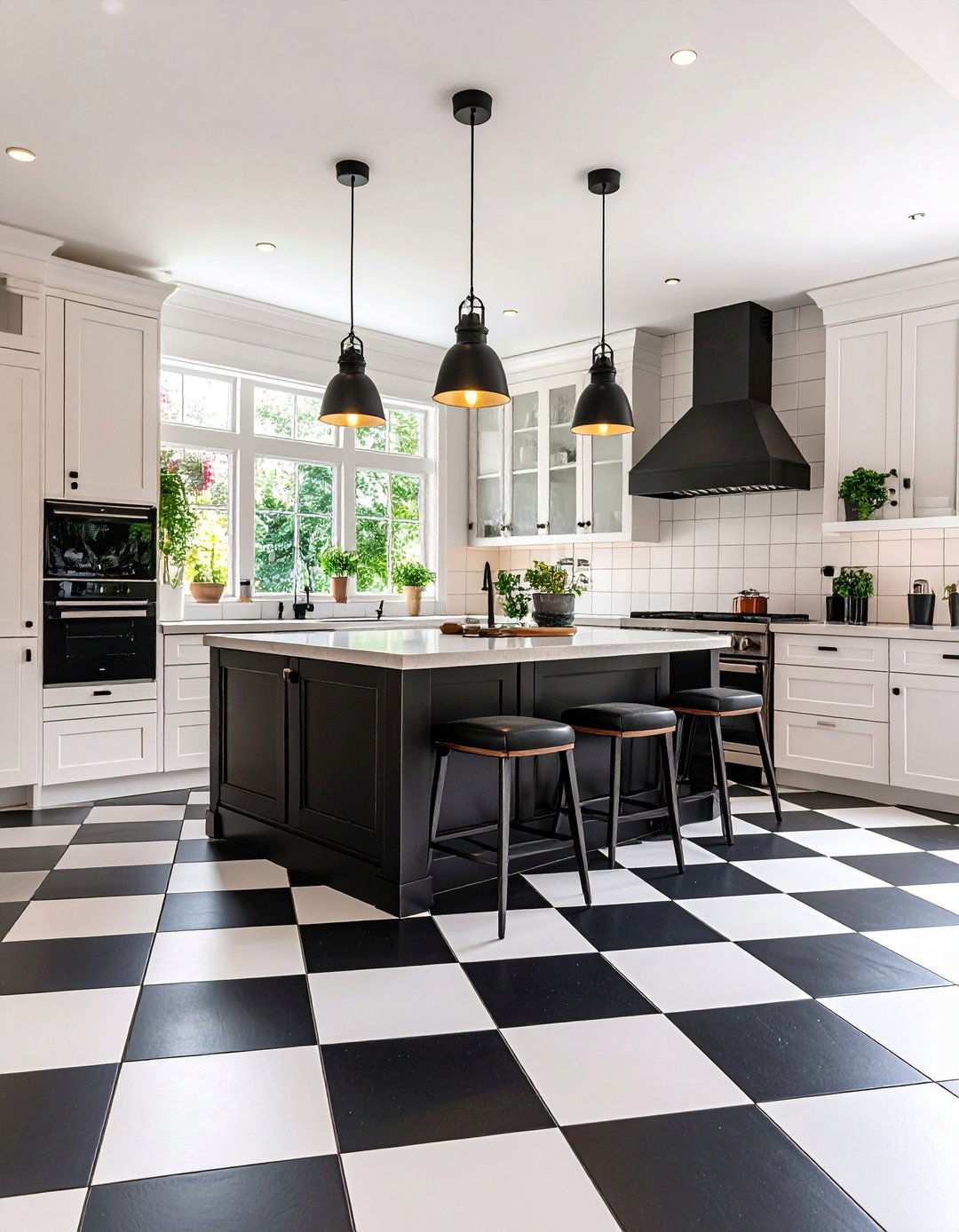 Timeless Checkerboard Black Kitchen Floor Styling - 20 Black Kitchen Floor Ideas