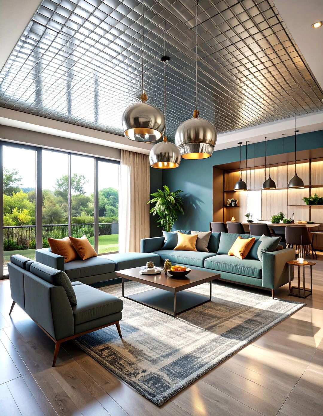 Tin Tile Glam Accent Ceiling - 20 Accent Ceiling Ideas