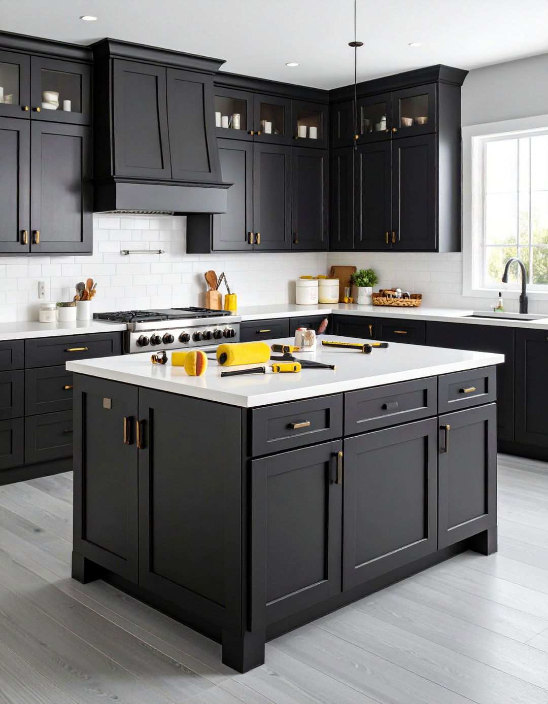 Transforming Existing Cabinets Into Black Kitchen Cabinets - 20 Black Kitchen Cabinets With White Countertops