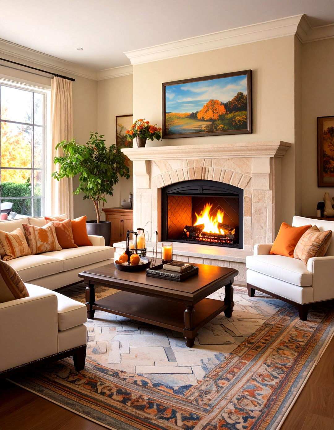 Travertine Tile Surround - 20 Stone Fireplace Ideas