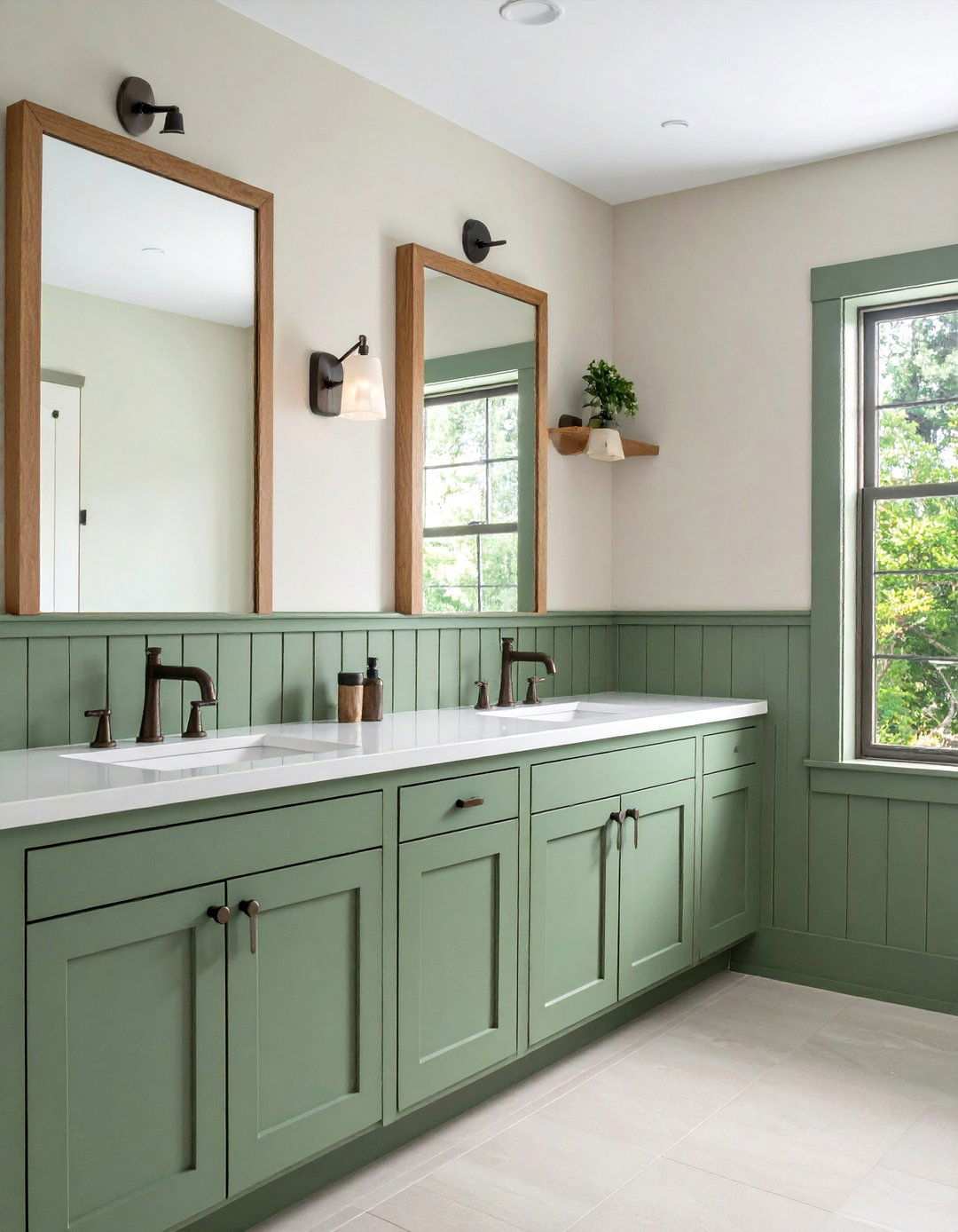 Two Tone Beadboard with Contrasting Upper Walls - 20 Beadboard Bathroom Ideas