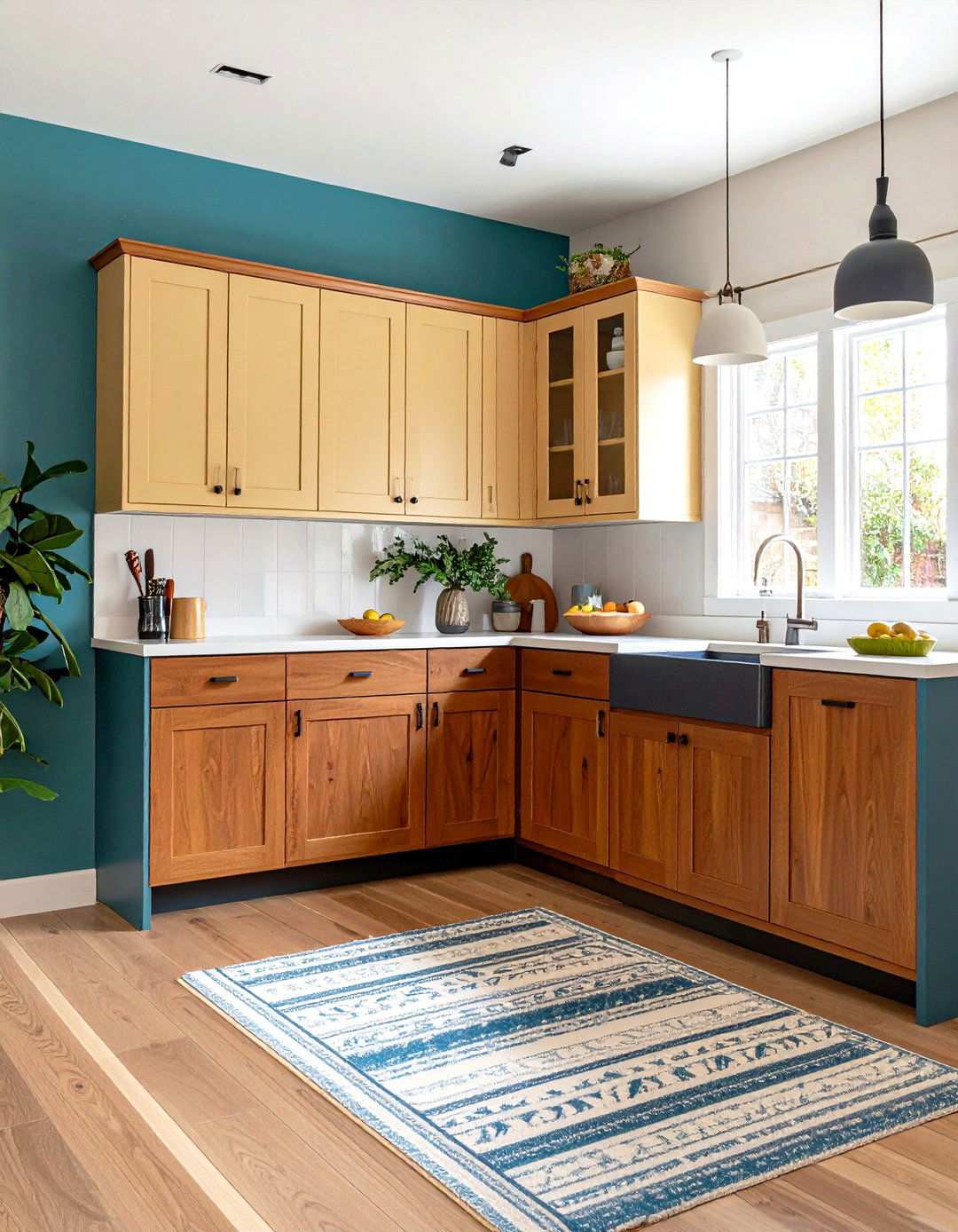 Two Tone Cabinet Color Block Kitchen - 20 70s Kitchen Ideas