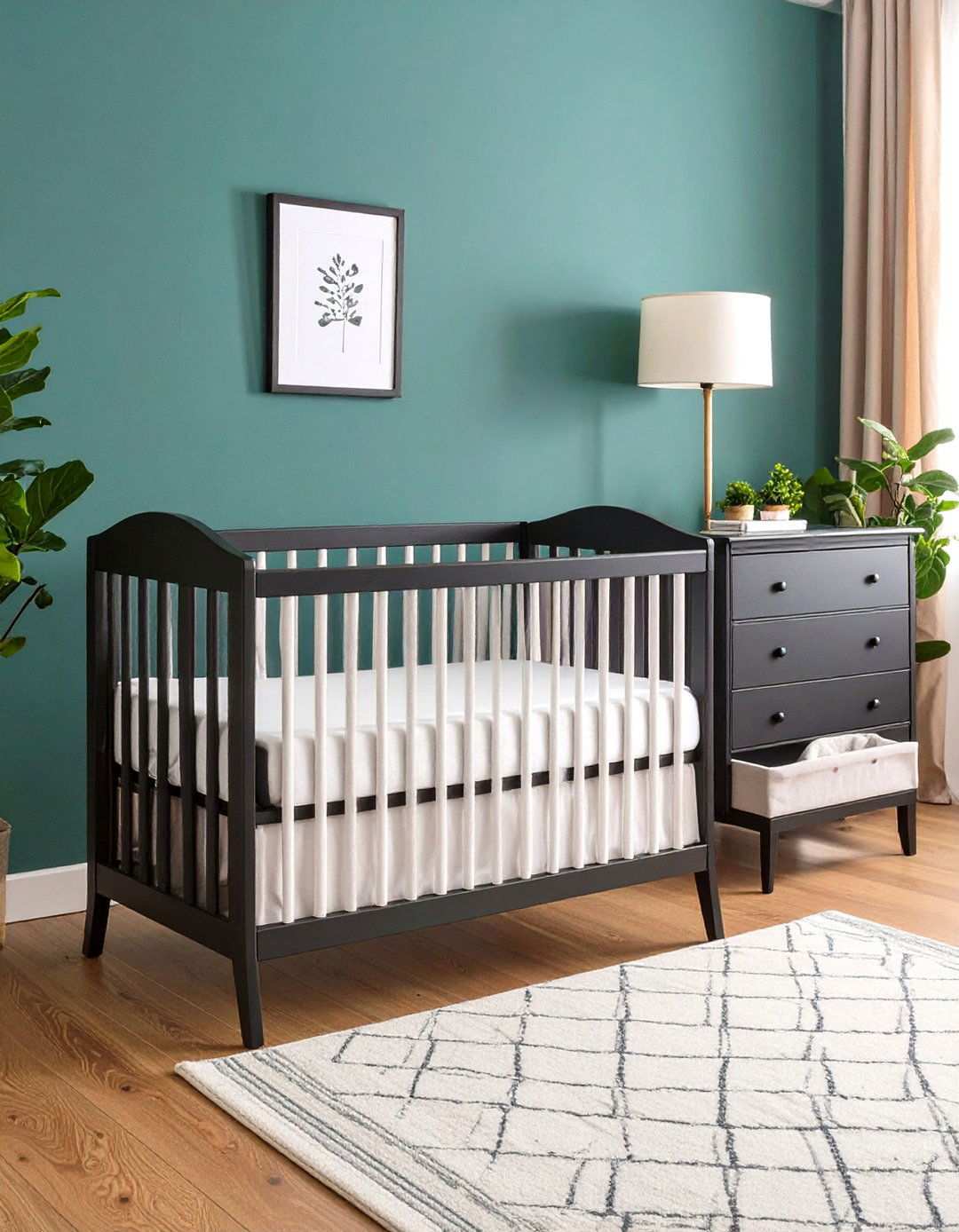 Two Tone Convertible Crib - 20 Black and White Nursery Ideas