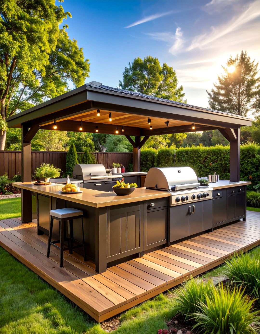 U Shaped Wrap Around BBQ Island with Bar Seating - 20 Bbq Island Ideas