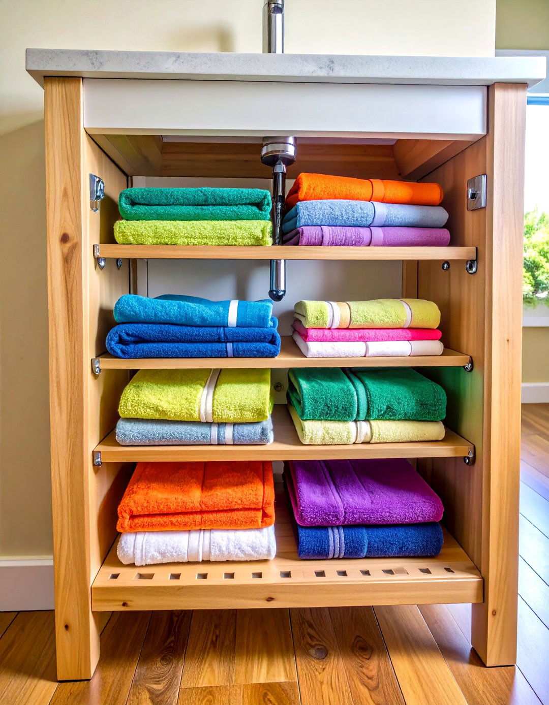 Under Sink Towel Rack Solution - 20 Bathroom Towel Rack Ideas