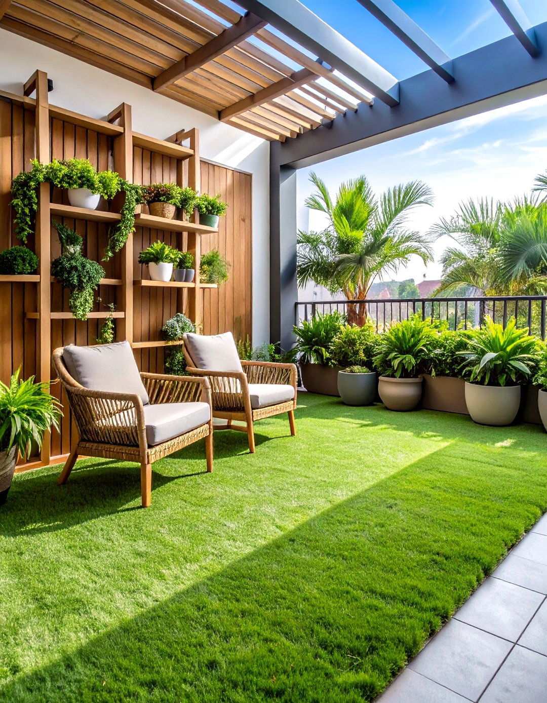 Urban Jungle Paradise Artificial Grass Design - 20 Artificial Grass Balcony Design