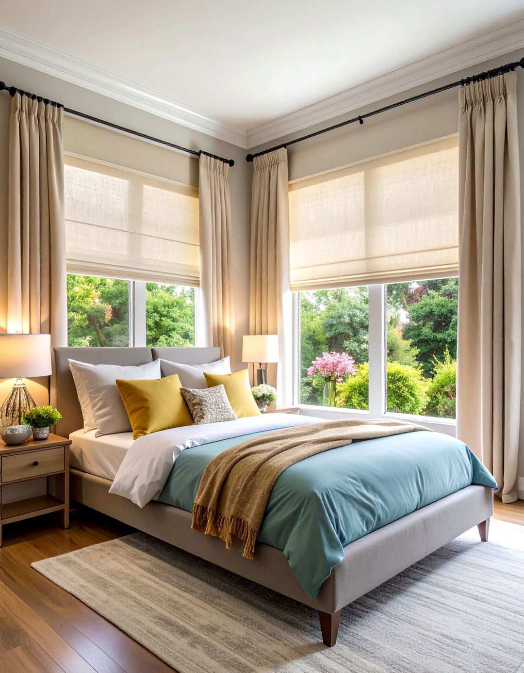 Use Minimalist Sheer Panels for Soft Light - 20 Bedroom Window Ideas