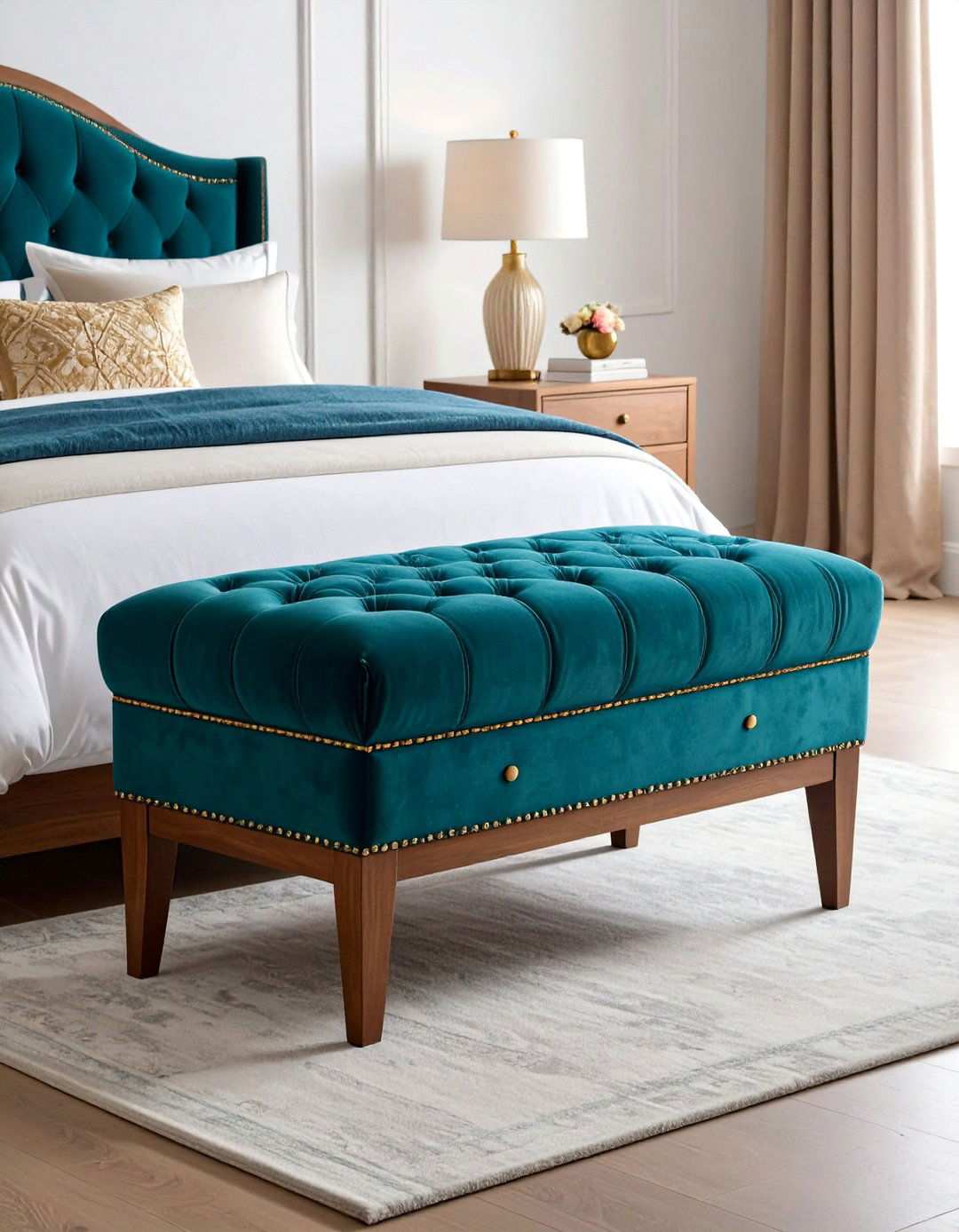 Velvet Tufted Bedroom Bench for Luxe Layers - 20 Bedroom Bench Ideas