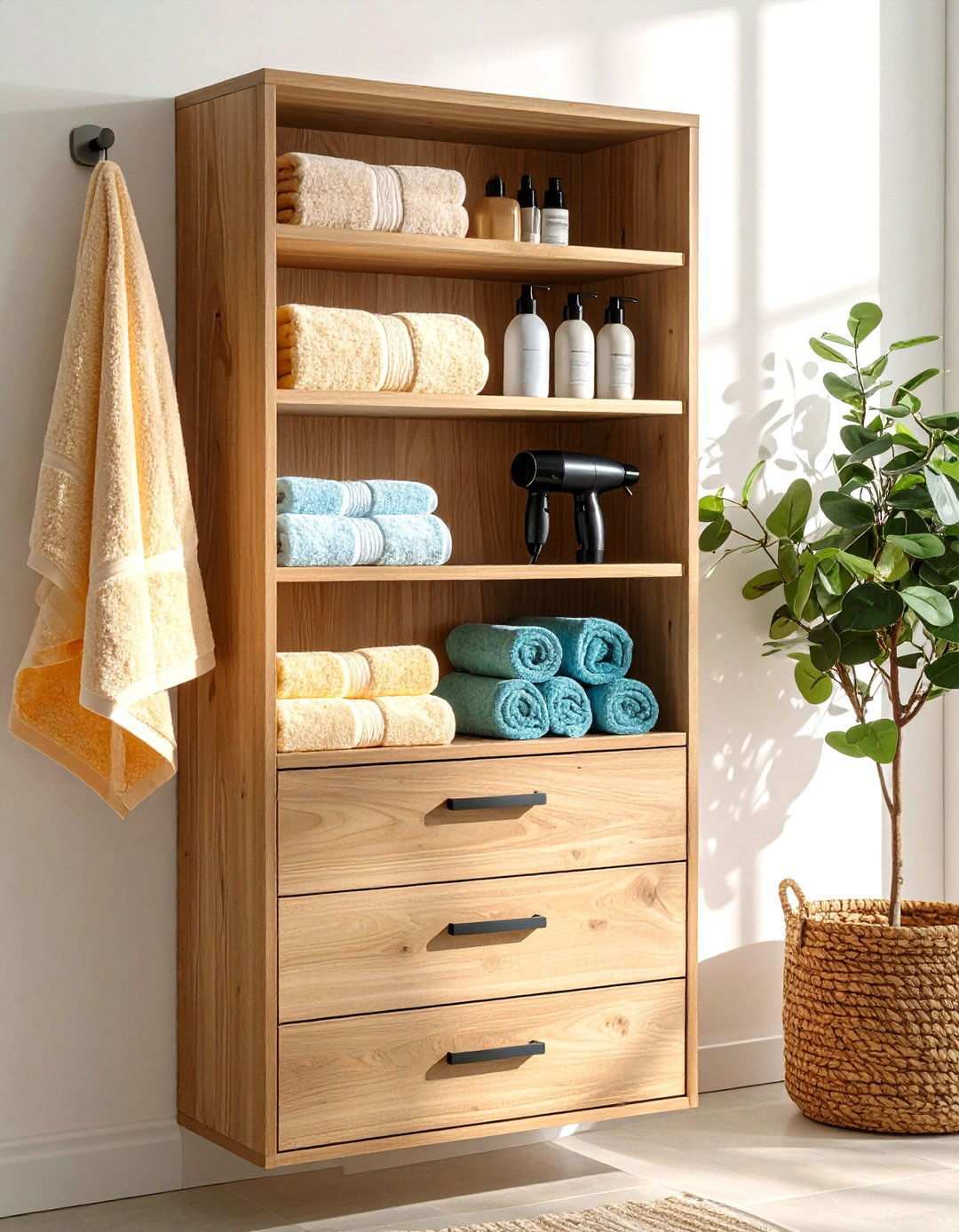 Vertical Drawer Tower Bathroom Wall Storage - 20 Bathroom Wall Storage Ideas