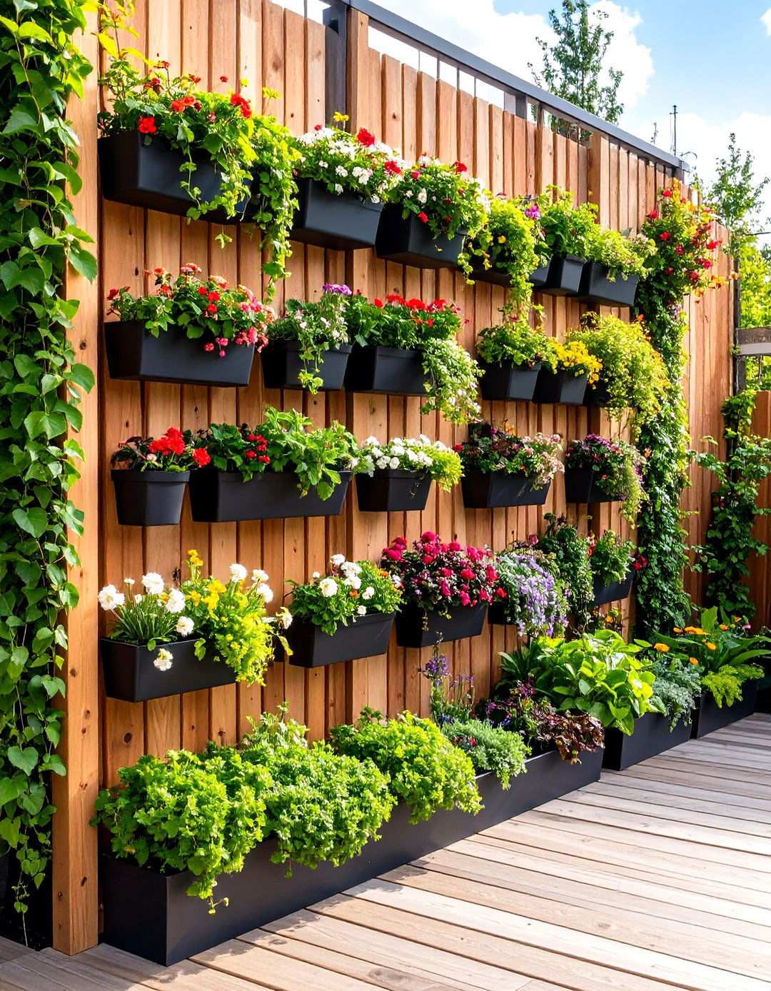 Vertical Garden Deck Features - 20 Backyard Deck Ideas on a Budget