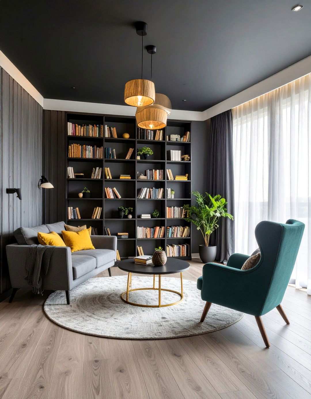 Vertical Lines Stretch Perception - 20 Black Ceiling With Grey Walls