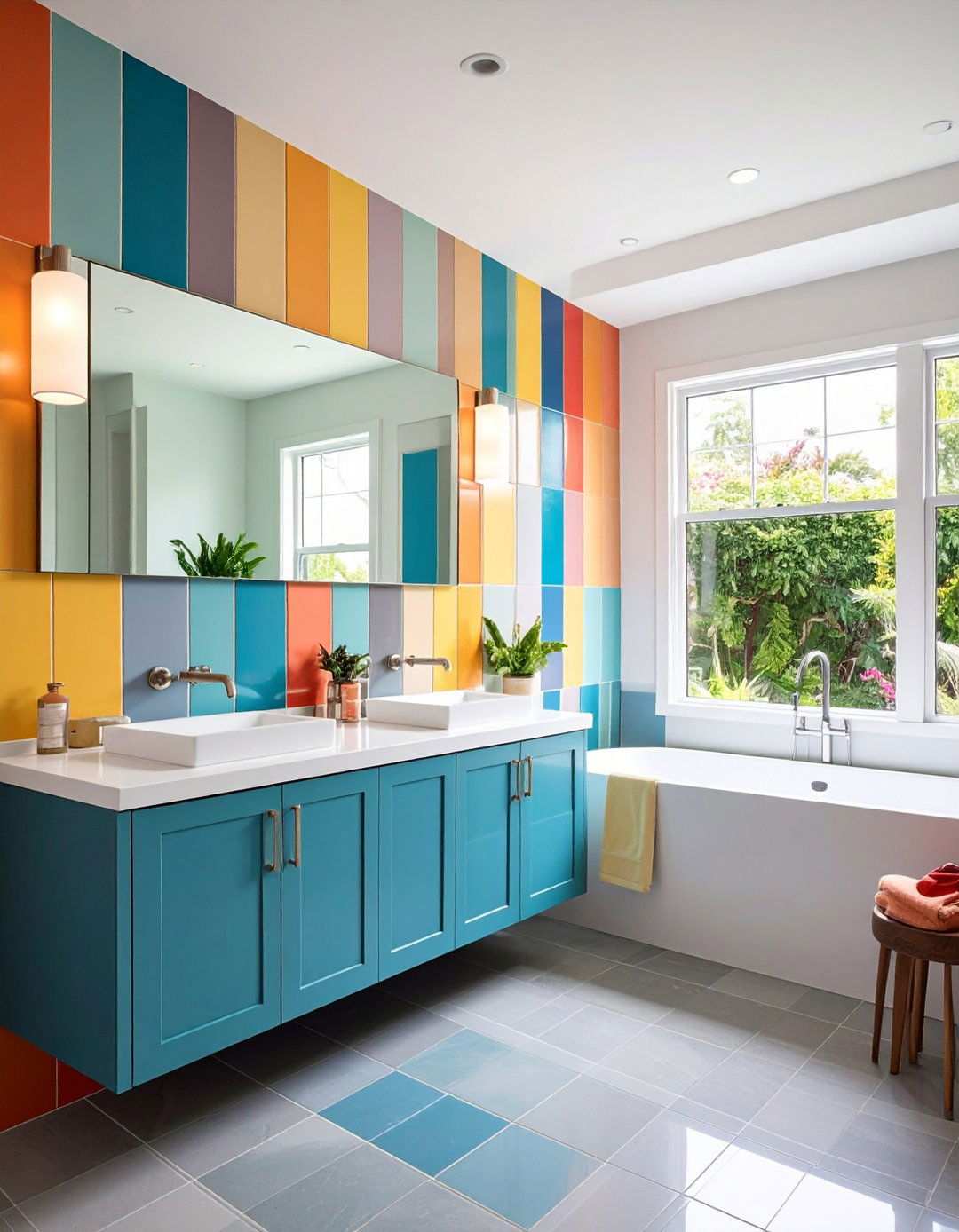 Vertical Stacked Subway Tile Backsplash - 20 Bathroom Backsplash Ideas