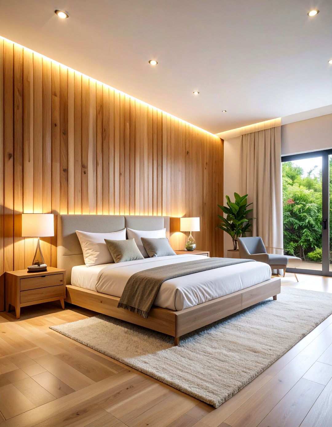 Vertical Wood Slat Accent Wall - 20 Bedroom Accent Wall Ideas