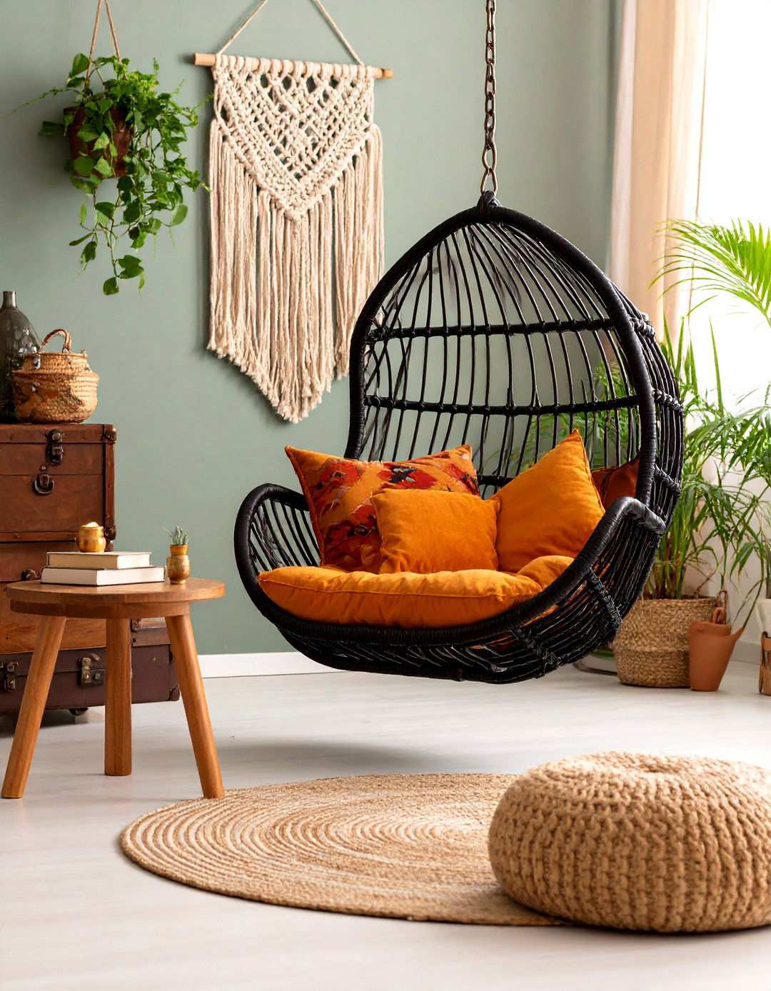 Vintage Boho Mix - 20 Black and Orange Living Room Ideas