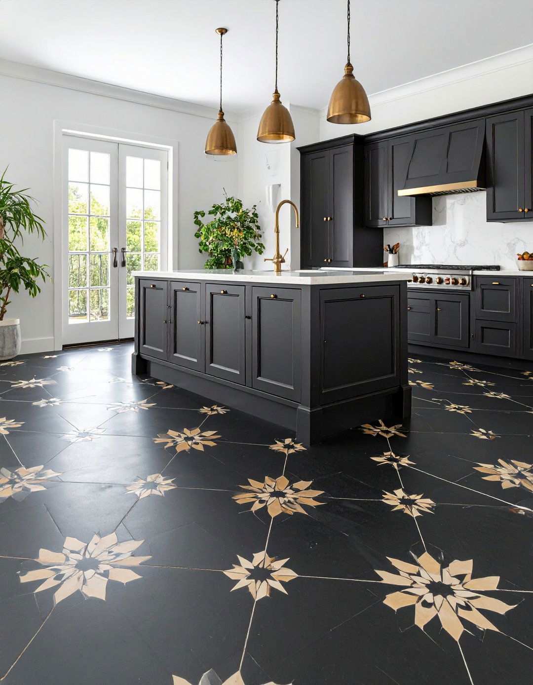 Vintage Encaustic Black Kitchen Floor Patterns - 20 Black Kitchen Floor Ideas