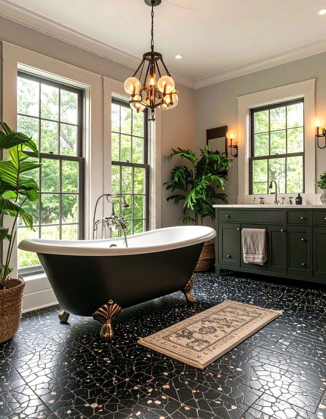 Vintage Mosaic or Encaustic Patterns for Character - 20 Black Floor Bathroom Ideas