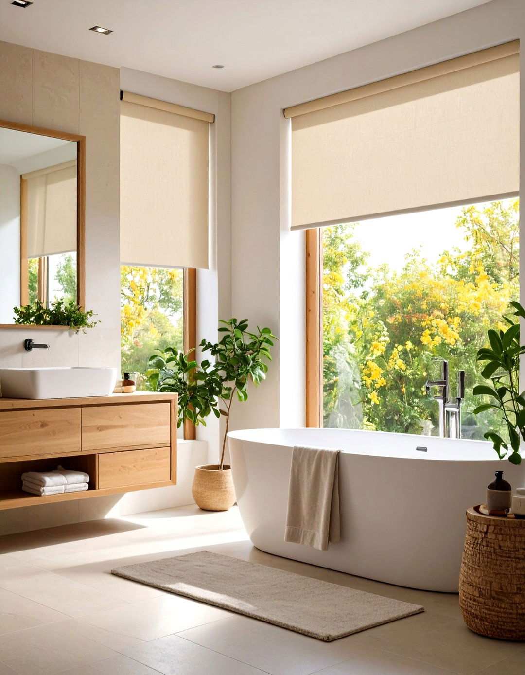 Vinyl Roller Shades Offer Splash Proof Simplicity - 20 Bathroom Window Treatment Ideas