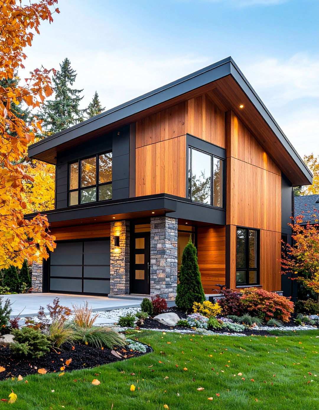Warm the Look with Vertical Timber Cladding - 20 Aesthetic House Exterior Ideas