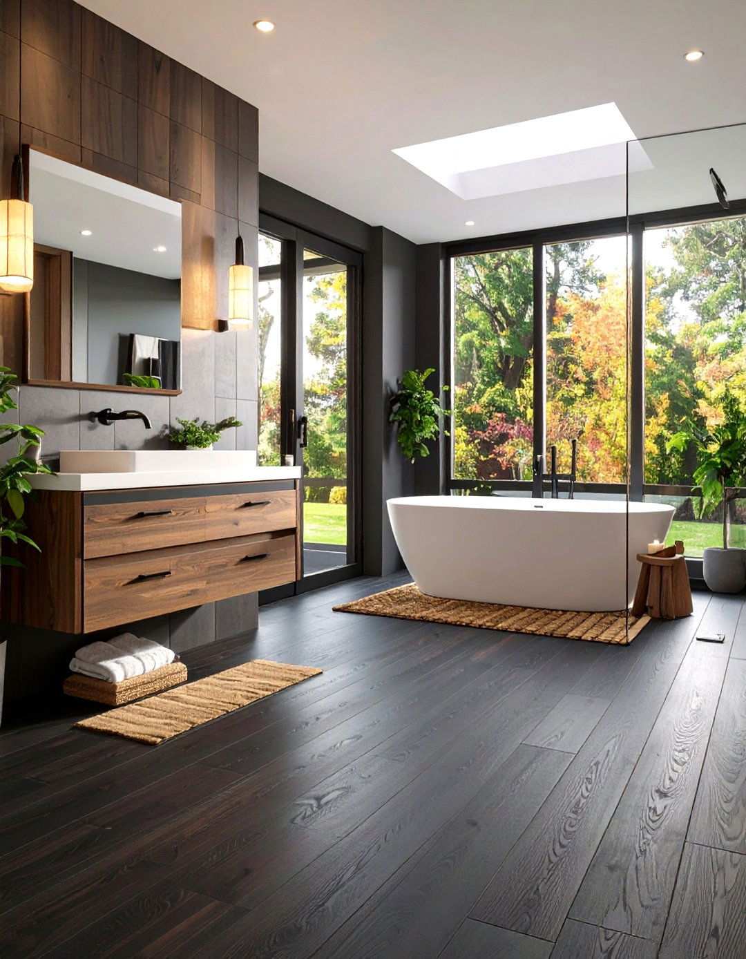 Waterproof Vinyl Plank for Family Friendly Durability - 20 Black Floor Bathroom Ideas