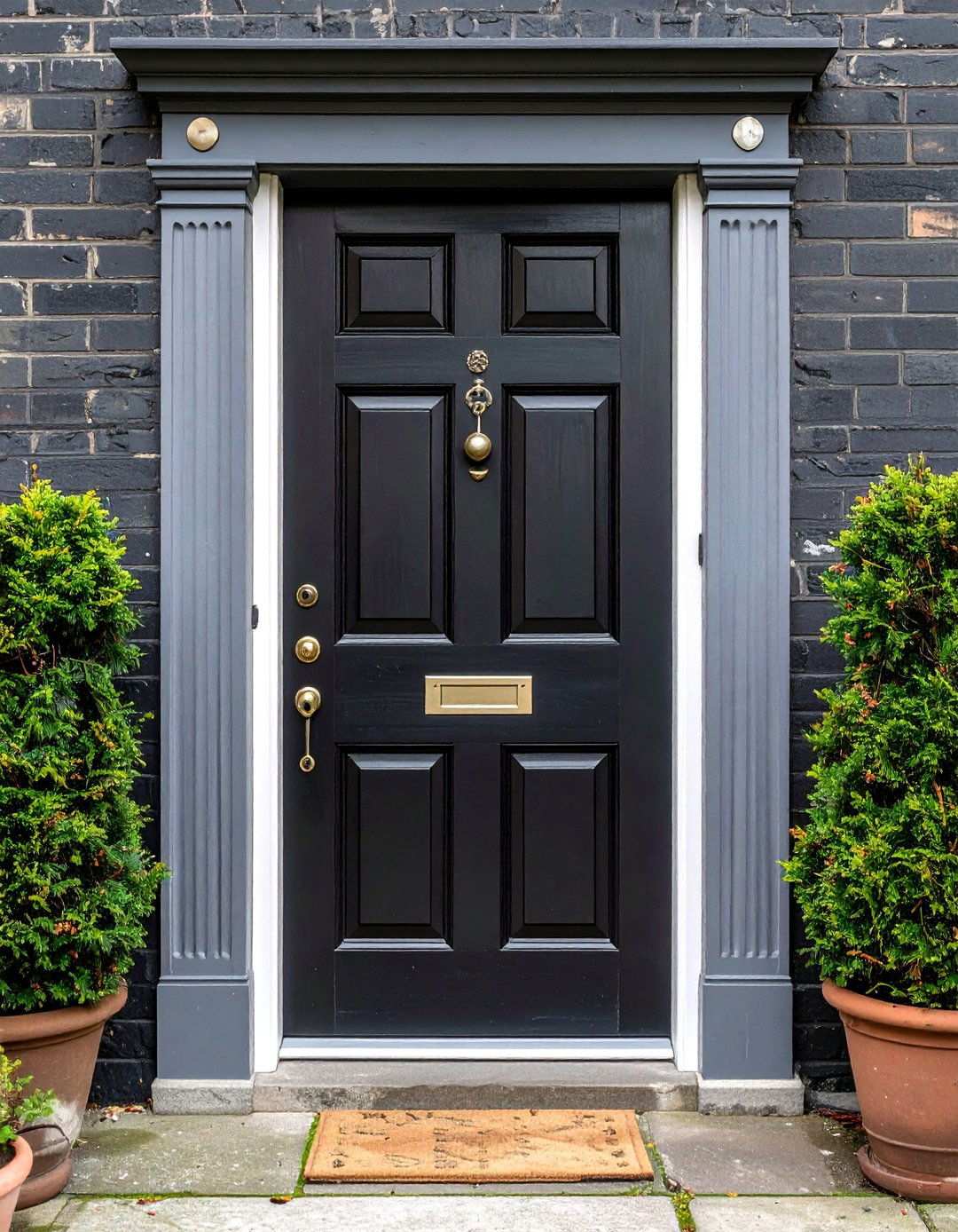 Weathered Black Front Door with Distressed Finish - 20 Black Front Door Ideas