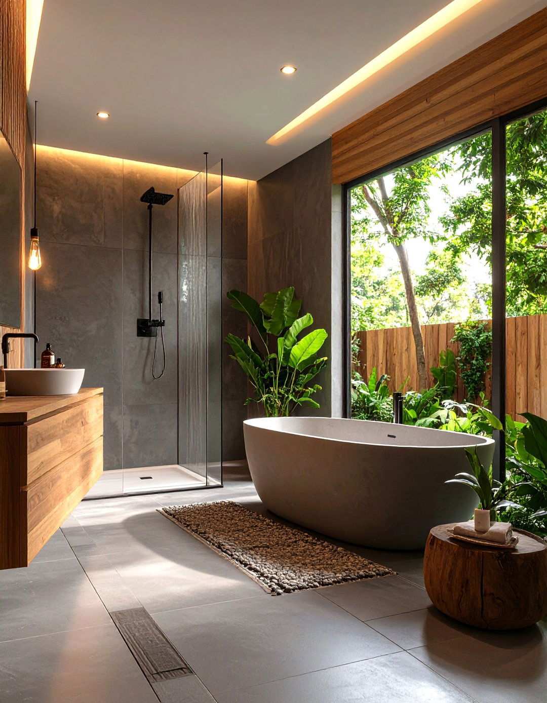 Wet Room Bathtub and Shower Combo - 20 Bathtub Ideas