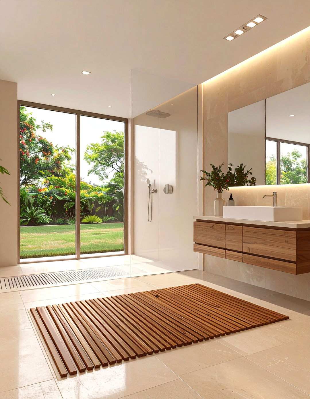 Wet Room Flow for a Beige Bathroom - 20 Beige Bathroom Ideas