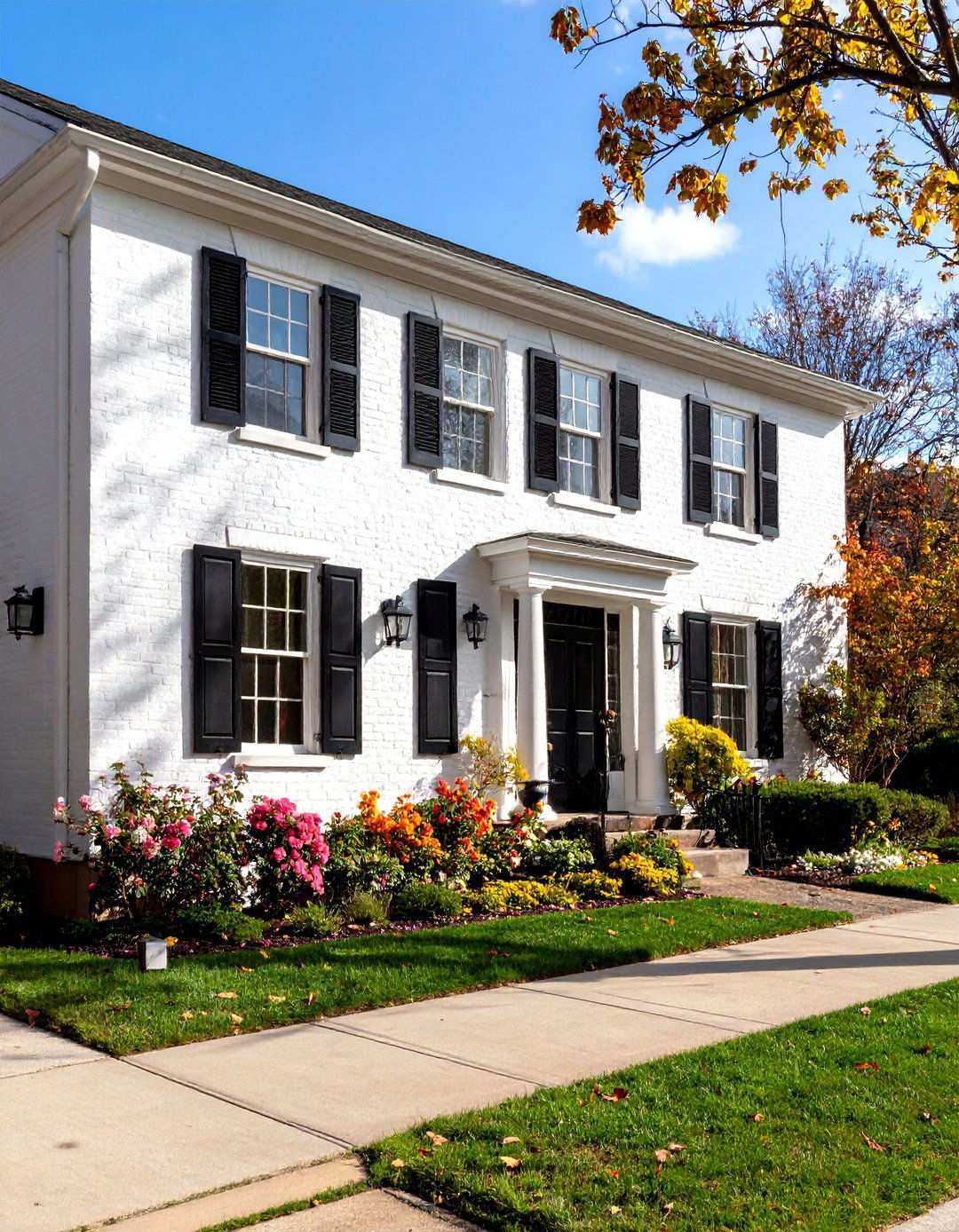 White Brick Black and White House Exterior with Black Trim - 20 Black and White House Exterior Ideas