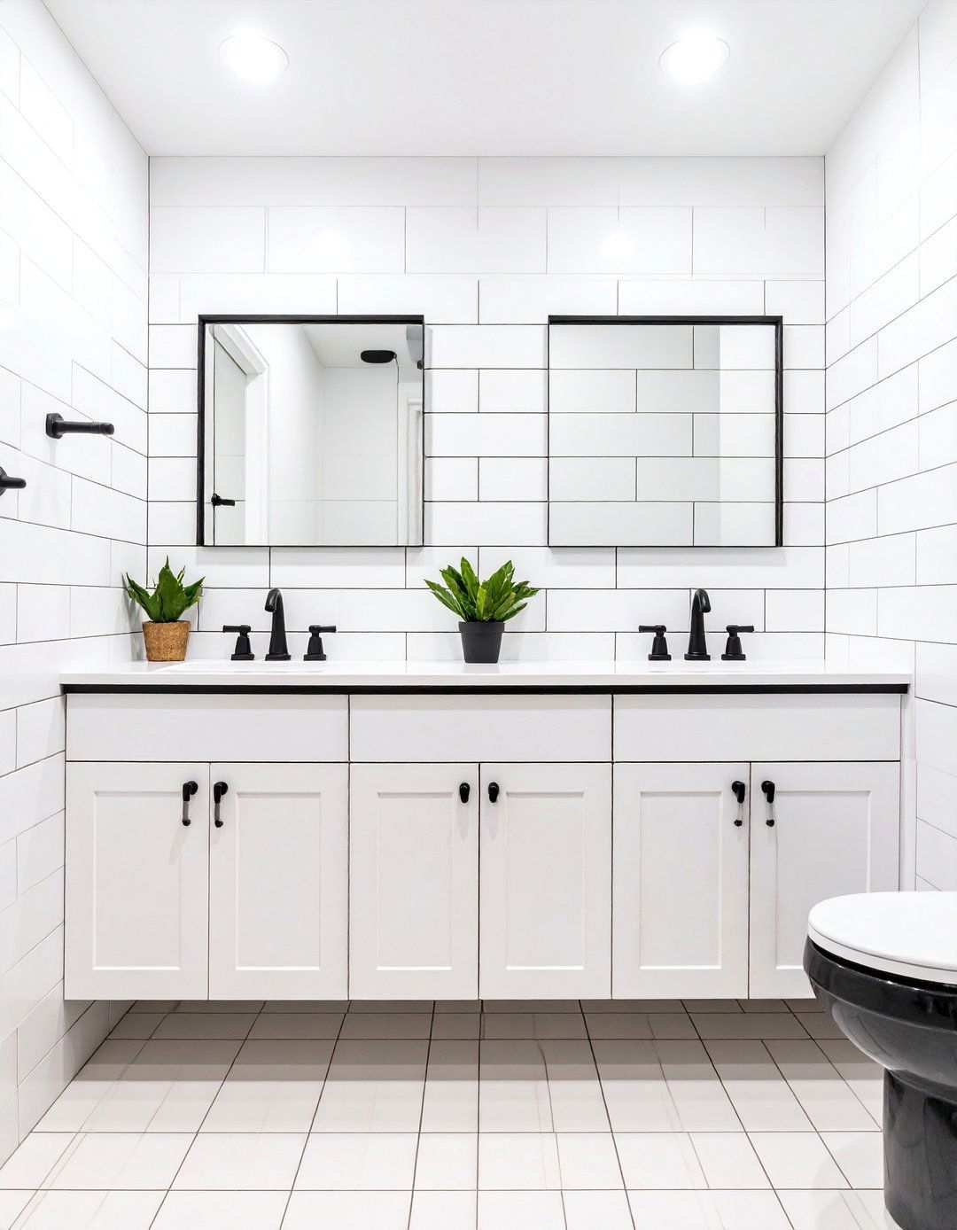 White Subway Tile With Dark Grout Highlights Craftsmanship - 20 Bathroom Tile Ideas