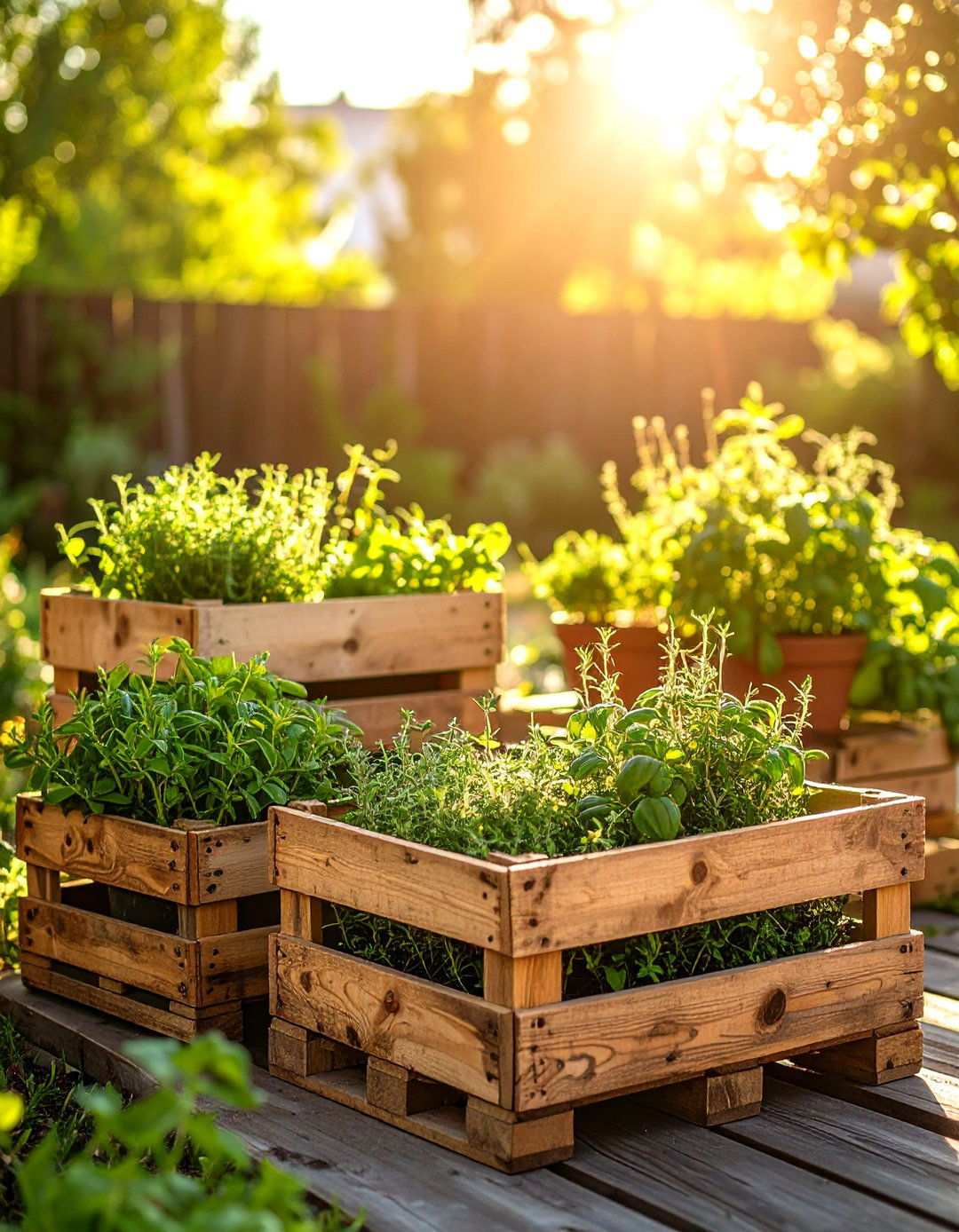 Wooden Crate Herb Garden Collection - 20 Herb Garden Ideas