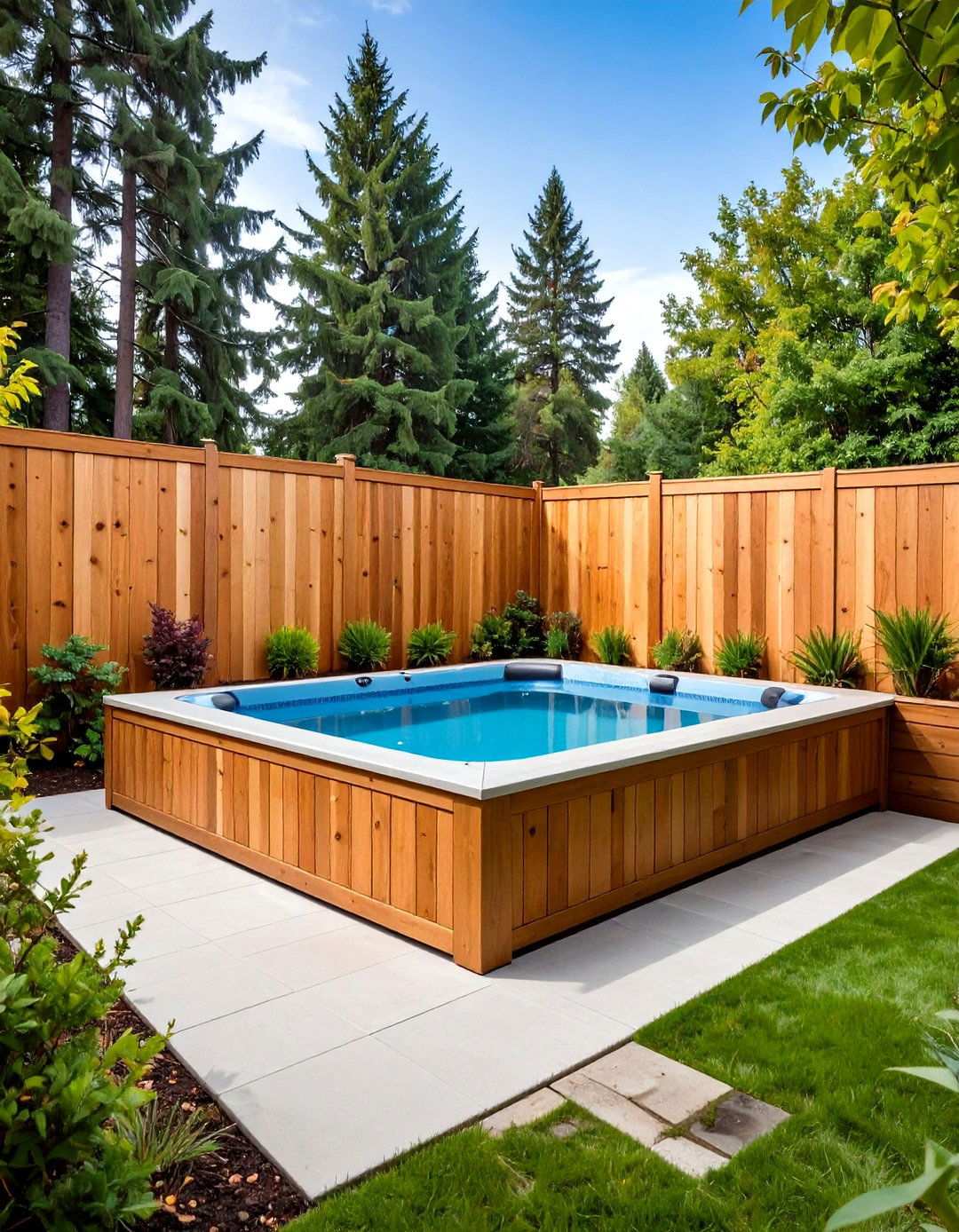 Wooden Privacy Fencing for Complete Hot Tub Enclosure - 20 Backyard Hot Tub Privacy Ideas